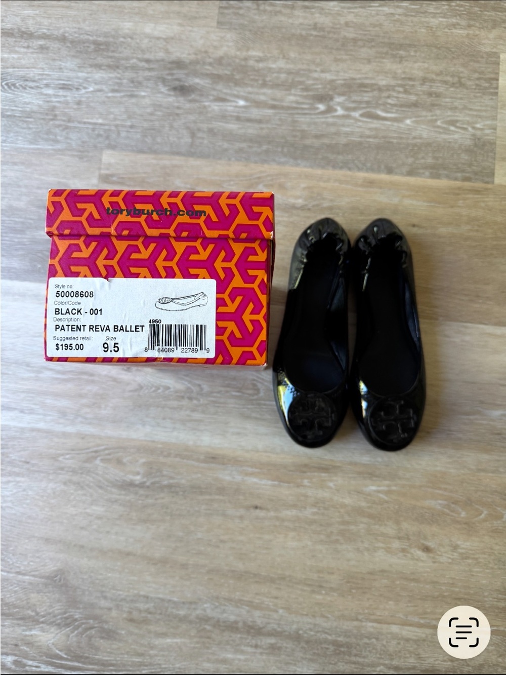 Tory Burch black patent leather ballet flats